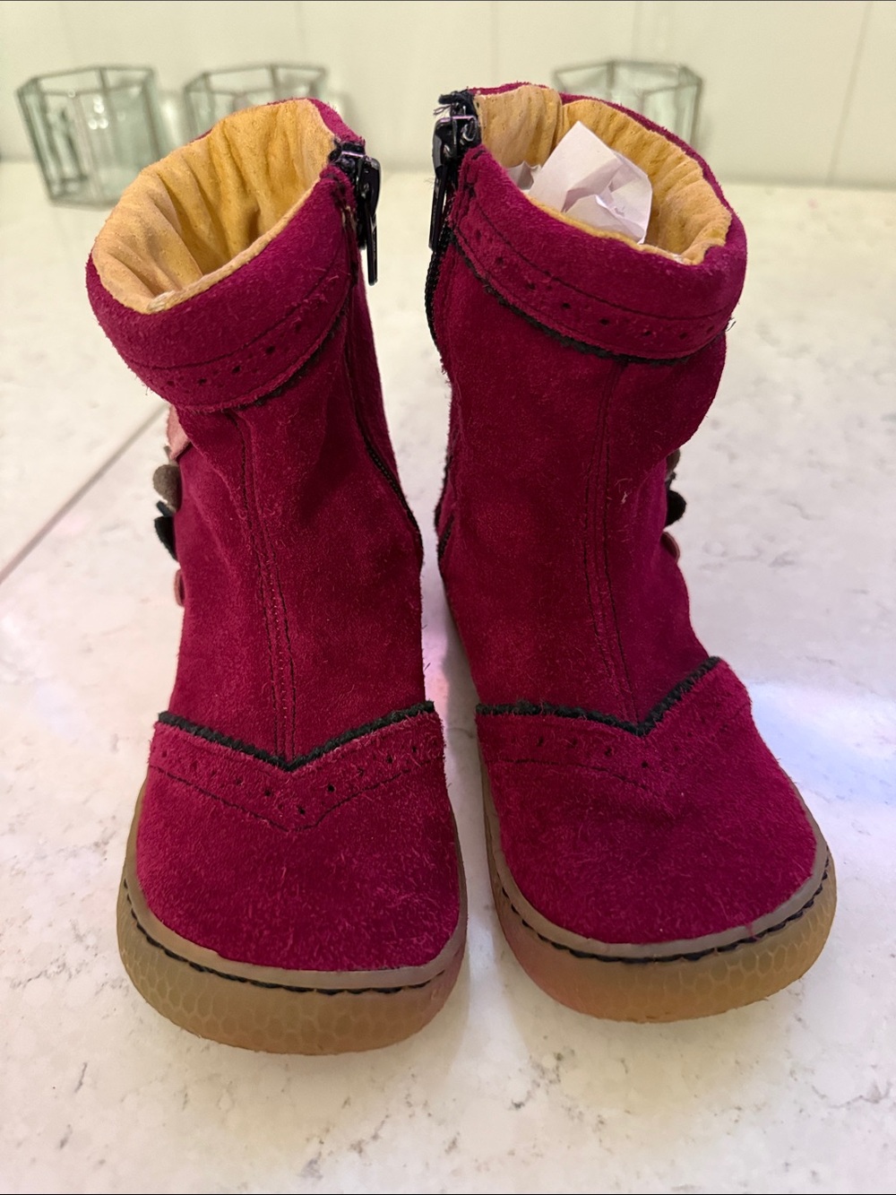 Livie & Luca Burgundy and Navy Suede Side-Zip Kids Boots